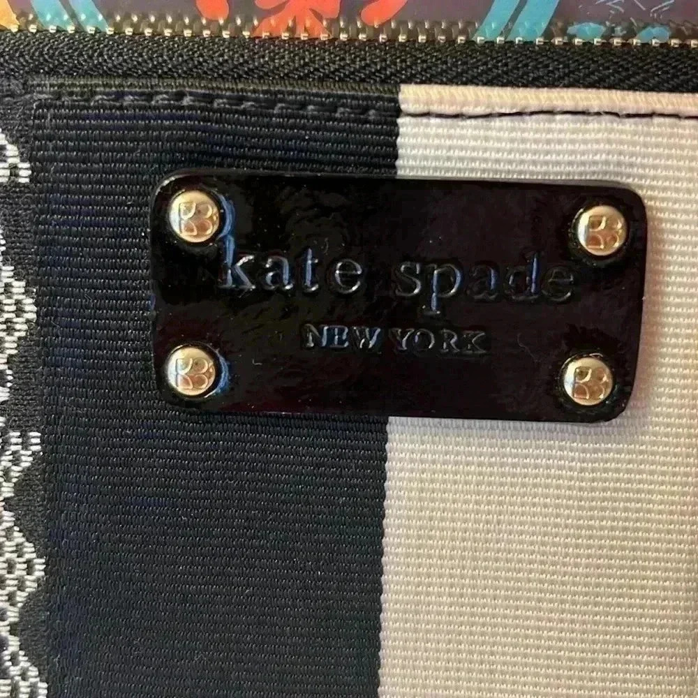 KATE SPADE Black & Bone Canvas Stucco Clutch - Picture 3 of 10